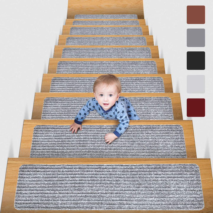 MBIGM 15er Set Stufenmatten 20 cm X 65 cm Treppenteppich Selbstklebend Sicherheit Stufenteppich für