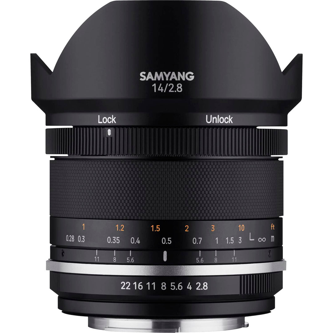 Samyang 22985 MF 14mm F2,8 MK2 für Canon EF – Weitwinkel Objektiv manueller Fokus für Vollformat und
