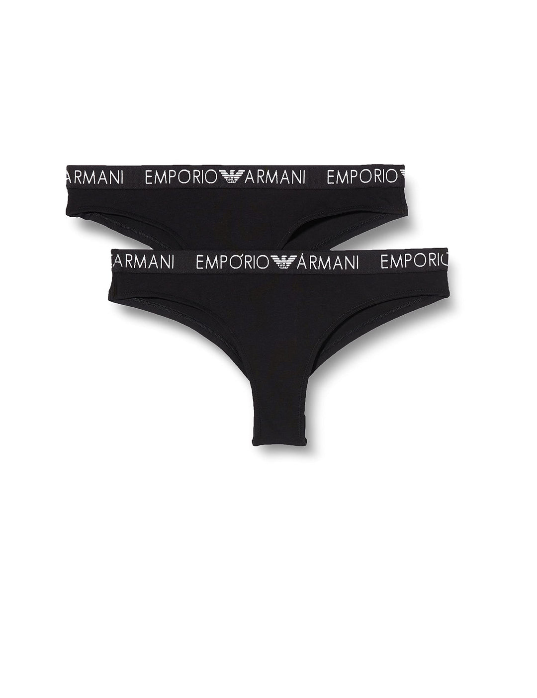 Emporio Armani Damen Bi-Pack Brazilian Brief Iconic Cotton Unterwäsche XS Black/Black, XS Black/Blac