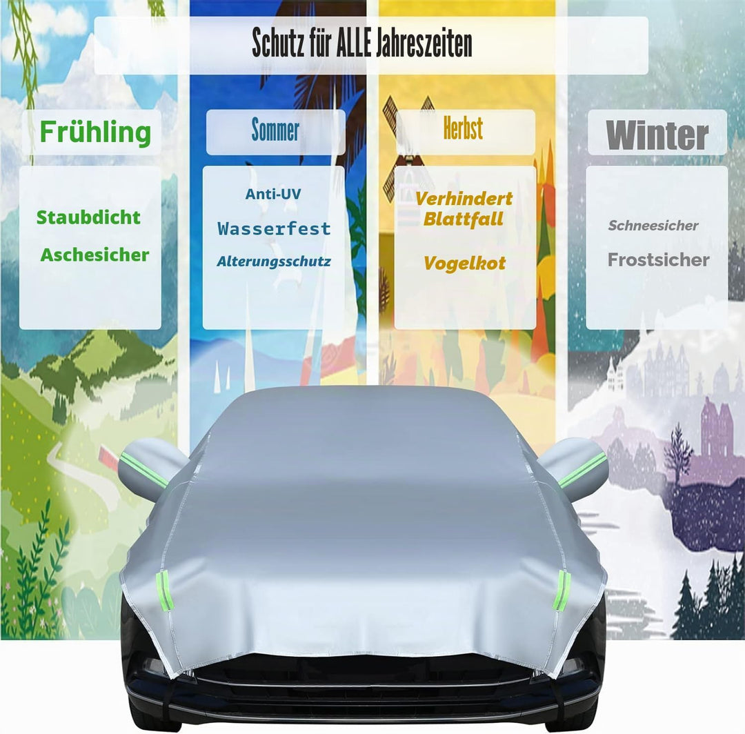 CaiTang Halbgarage für Auto Windschutzscheibe Abdeckplane Winter, Halbe Autoabdeckung Universal Halb