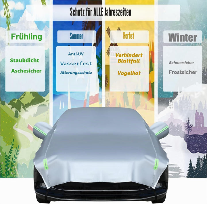 CaiTang Halbgarage für Auto Windschutzscheibe Abdeckplane Winter, Halbe Autoabdeckung Universal Halb