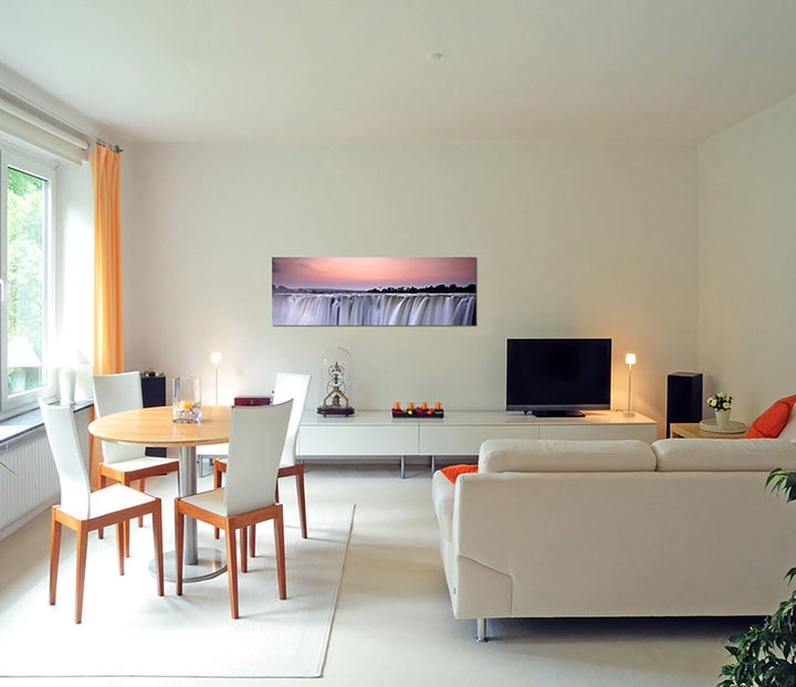 Augenblicke Wandbilder Leinwandbild als Panorama in 150x50cm Wasserfall Morgenlicht Sonnenaufgang