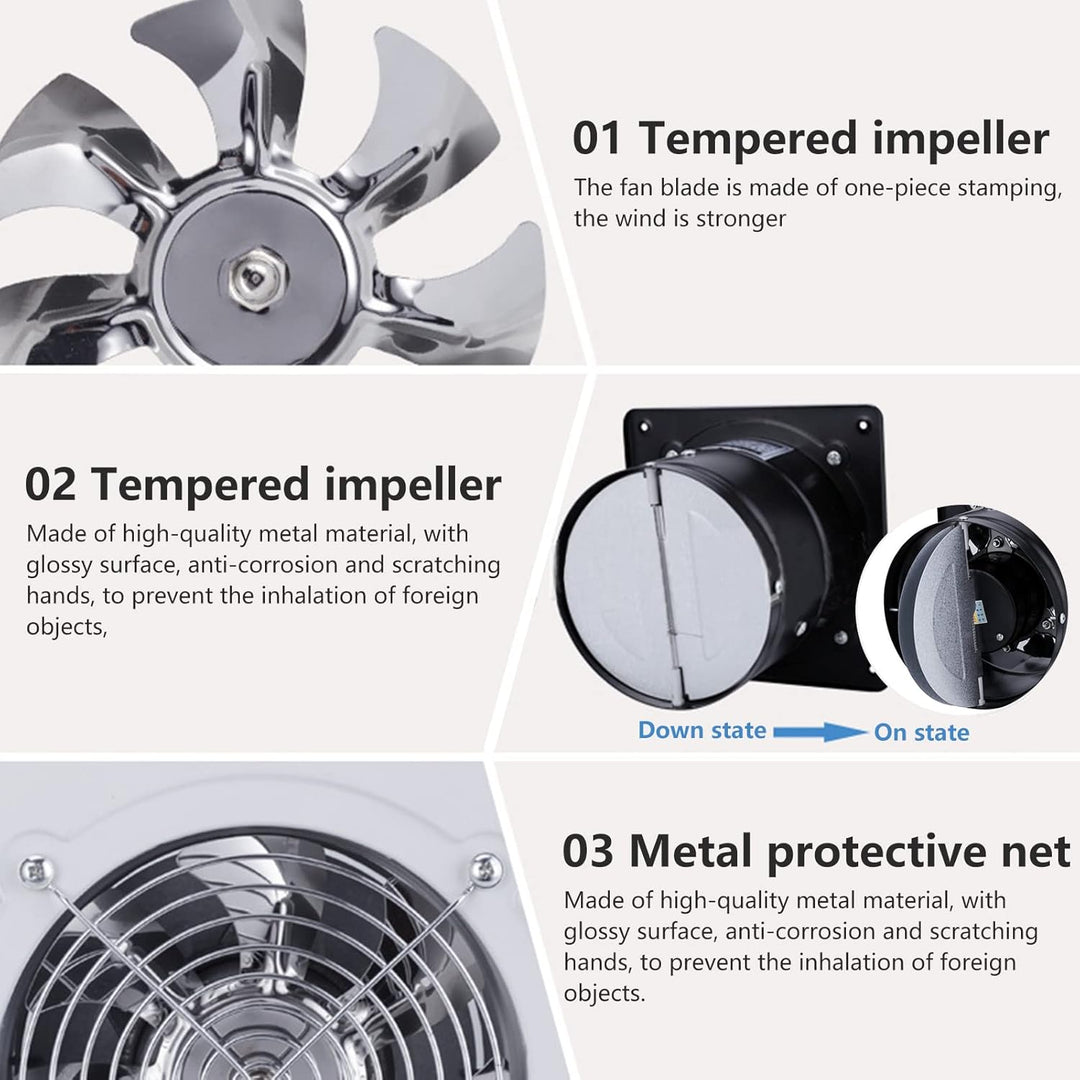 Abluftventilator Ø100mm, 4'' Rohrventilator Badlüfter mit Rücklaufklappe, 140m³/h 25W Axiallüfter Le
