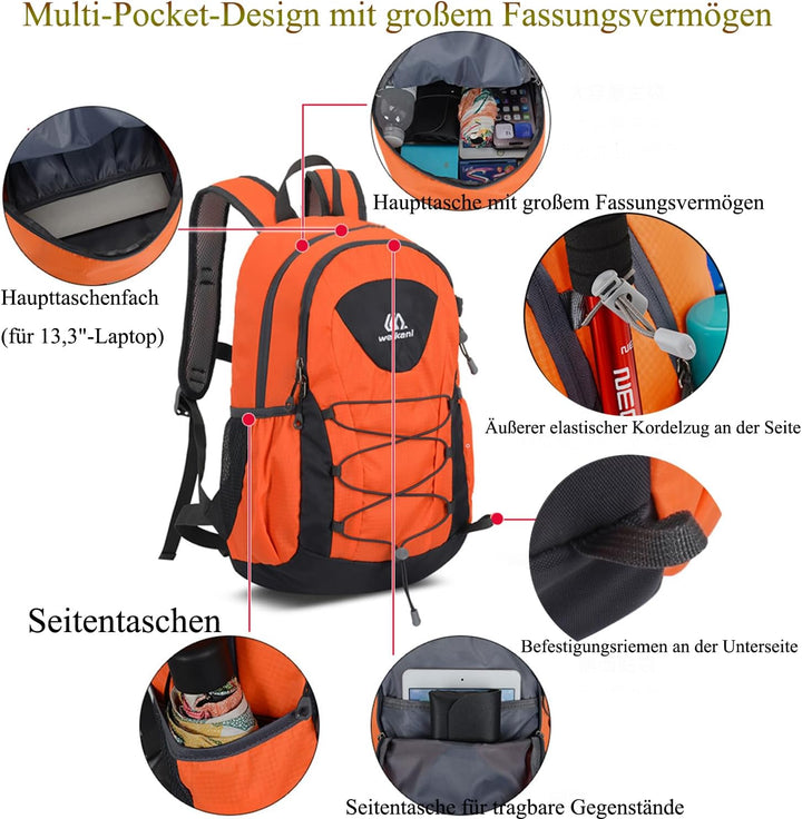 Wanderrucksack Herren Damen Rucksack Wasserdicht Trekkingrucksäcke Multifunktionale Outdoorrucksack