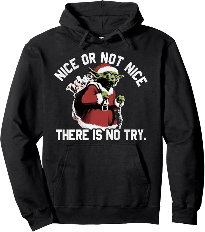 Star Wars Christmas Yoda Nice or Not Nice Pullover Hoodie
