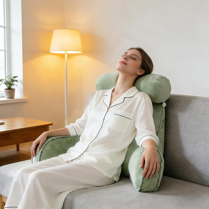 Extra Grosses Lesekissen mit Abnehmbarer Hülle, Ergonomisches Rückenstützkissen für Bett/Sofa, Gefül