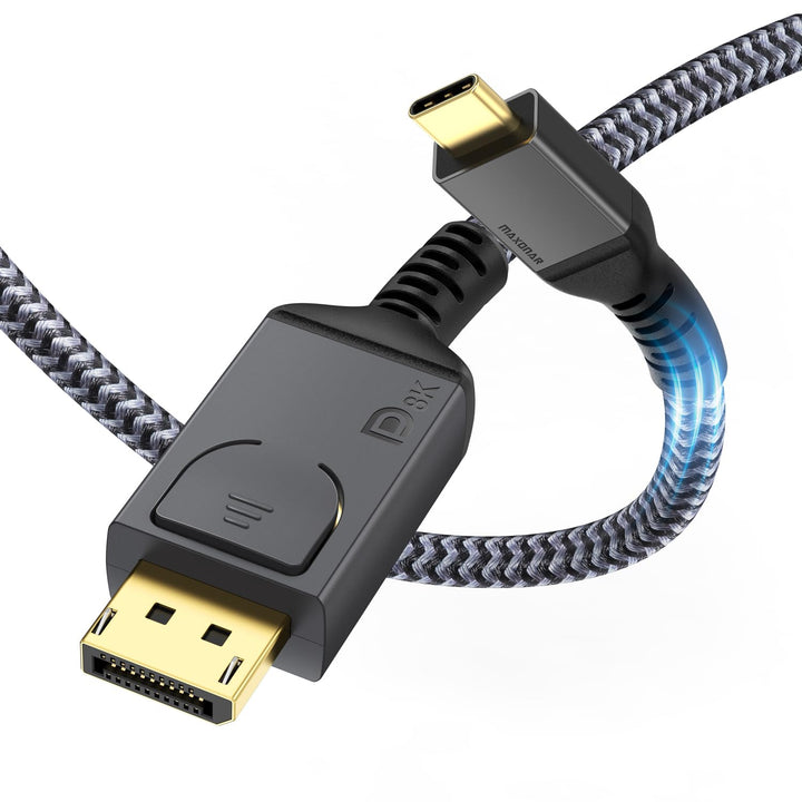 Maxonar UCB C DisplayPort Kabel 1.4 2M/6.6Ft 2Pack 8K@60Hz 4K@144Hz/120Hz 2K@240Hz 5K@60Hz Thunderbo