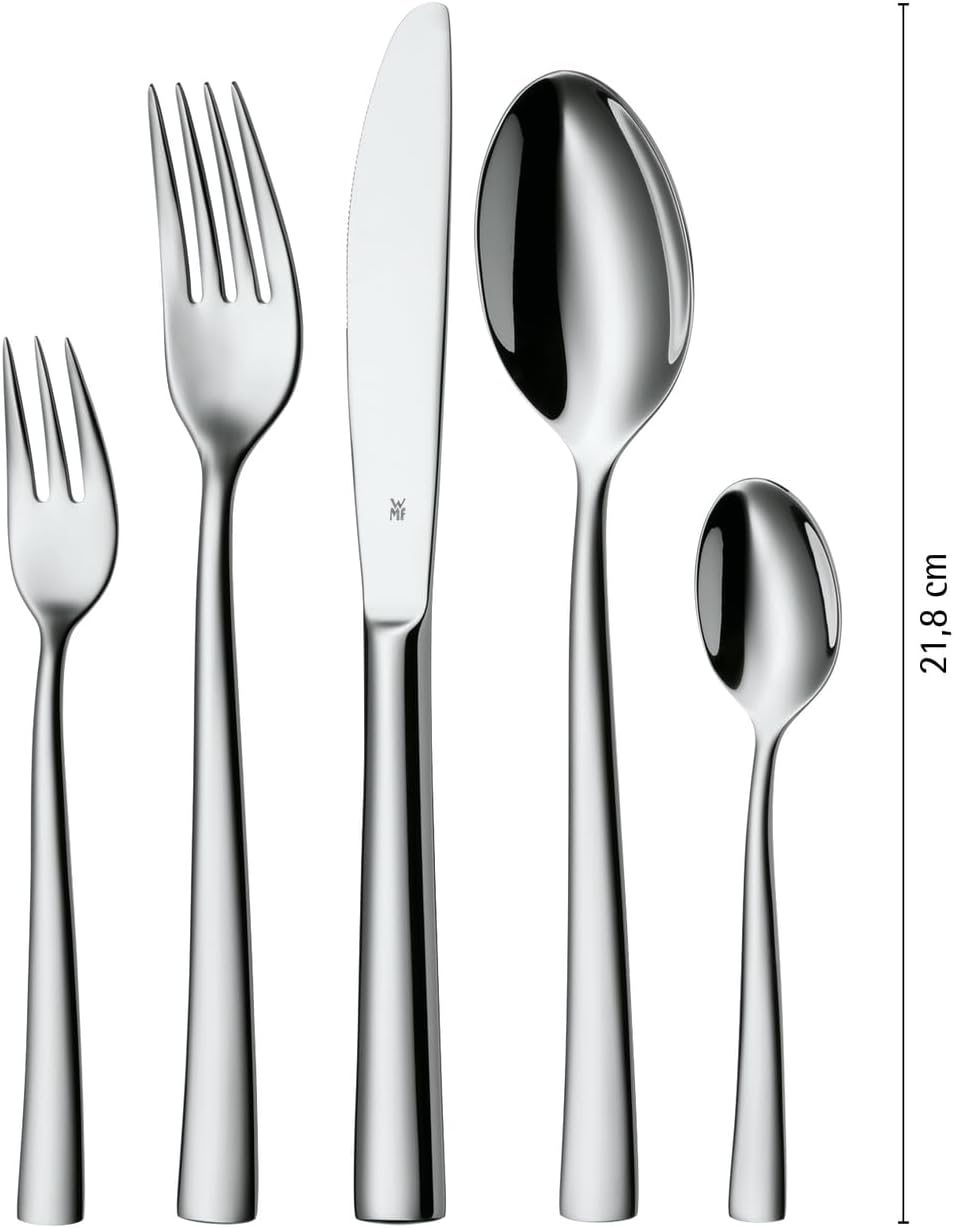 WMF Philadelphia Besteck Set 6 Personen, 30 teilig, Monobloc-Messer, Cromargan Edelstahl poliert, gl