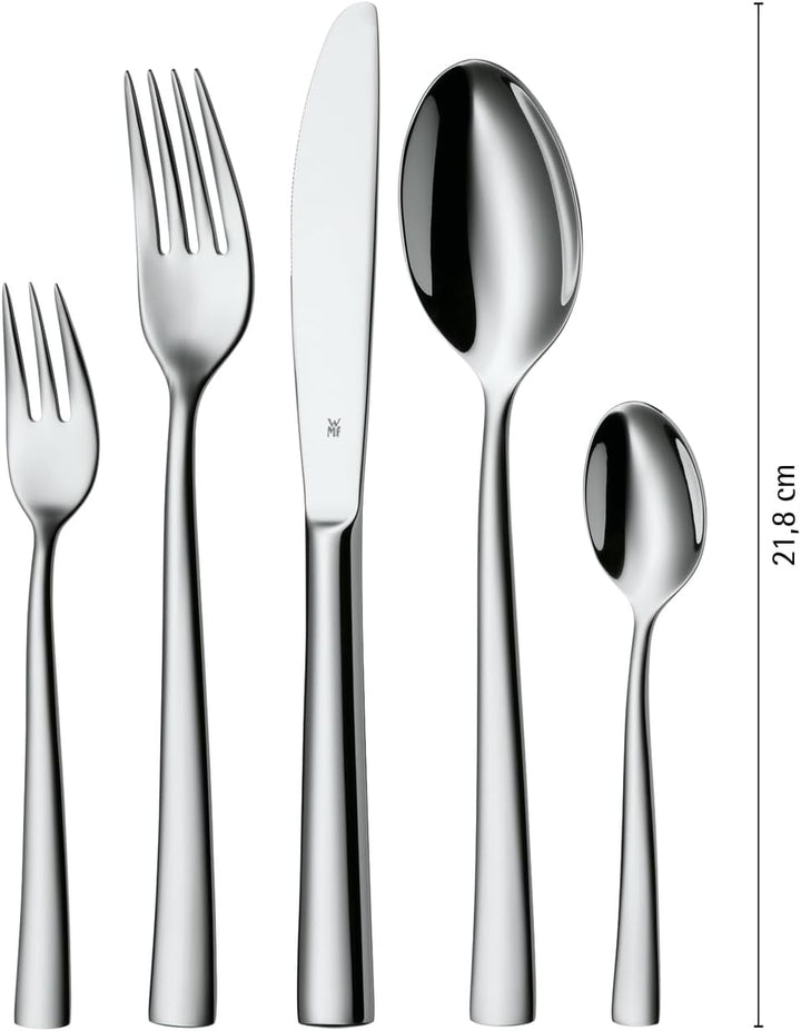 WMF Philadelphia Besteck Set 6 Personen, 30 teilig, Monobloc-Messer, Cromargan Edelstahl poliert, gl