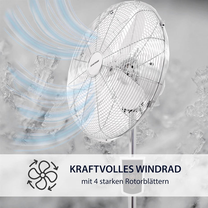 Syntrox Edelstahl Ventilator Plinkad | Standventilator | Bodenventilator | Lüfter, Leis, mit Zeitsch