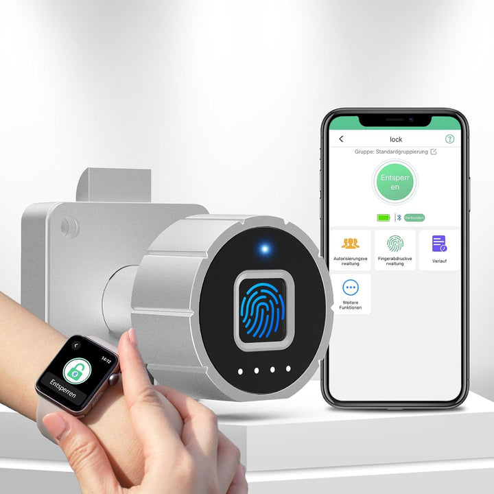Eseesmart Schrankschloss Möbelschloss Sicherheit Schubladenschloss Aufschraubschloss mit Fingerabdru