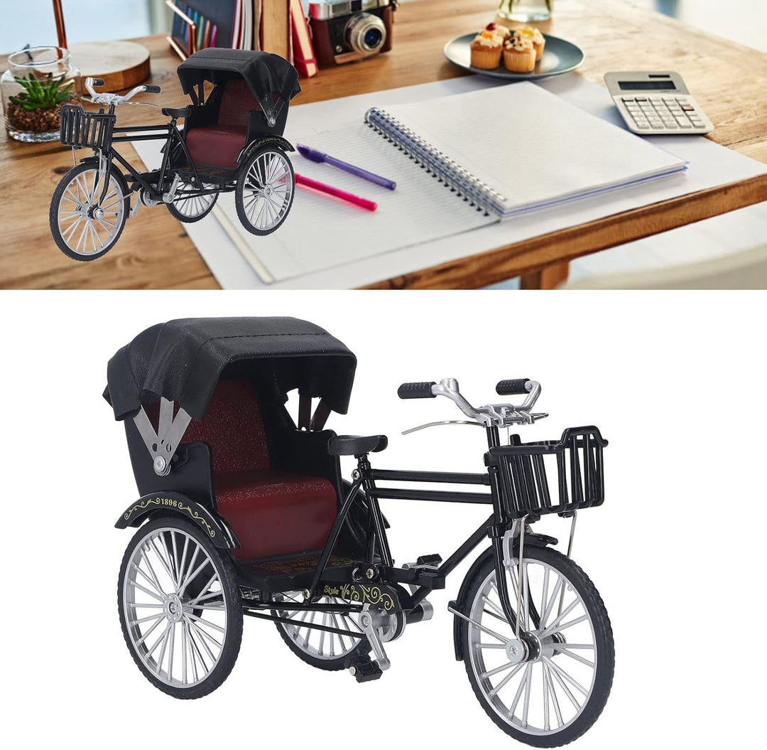 3-Rad-Rikscha-Modell Klein Kompakt Dekorativ Interessantes Rikscha-Modell Legierung Glänzendes Ausse