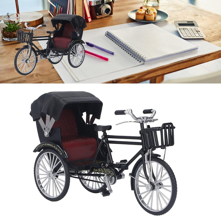 3-Rad-Rikscha-Modell Klein Kompakt Dekorativ Interessantes Rikscha-Modell Legierung Glänzendes Ausse