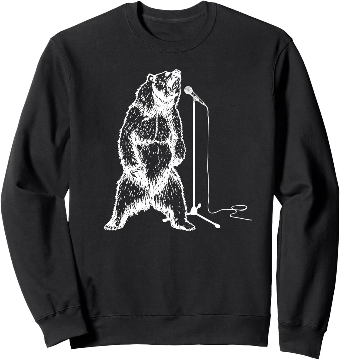 Funny Singing Grizzly Bear Roar Rock Music Sweatshirt