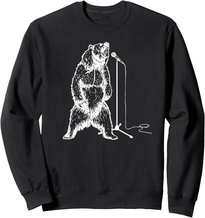 Funny Singing Grizzly Bear Roar Rock Music Sweatshirt