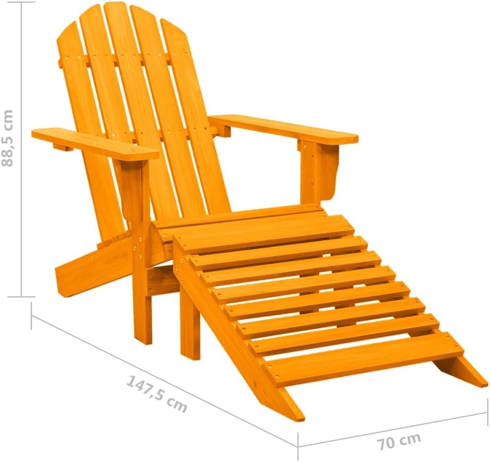 vidaXL Tannenholz Massiv Adirondack Gartenstuhl mit Fussstütze Liegestuhl Deckchair Gartenliege Gart