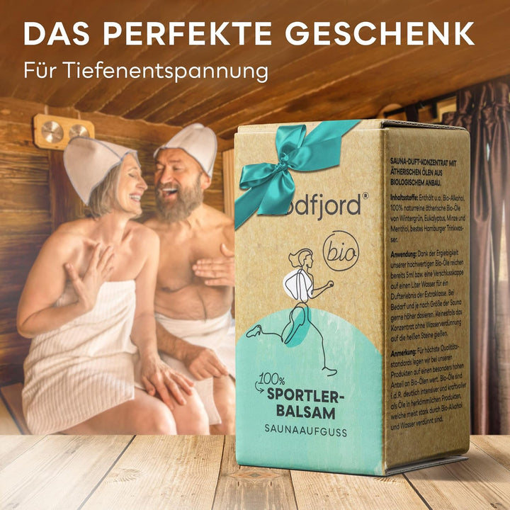 WOODFJORD Saunaaufguss Sportlerbalsam BIO 100 ml I Mit Wintergrünöl I Premium Sauna Aufgussmittel fü