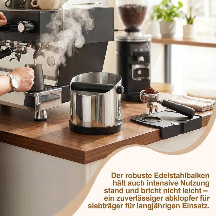 Abklopfbehälter für Siebträger, 700 ml Edelstahl Espresso Kaffee Knock Box, Rutschfester Basis, Abkl