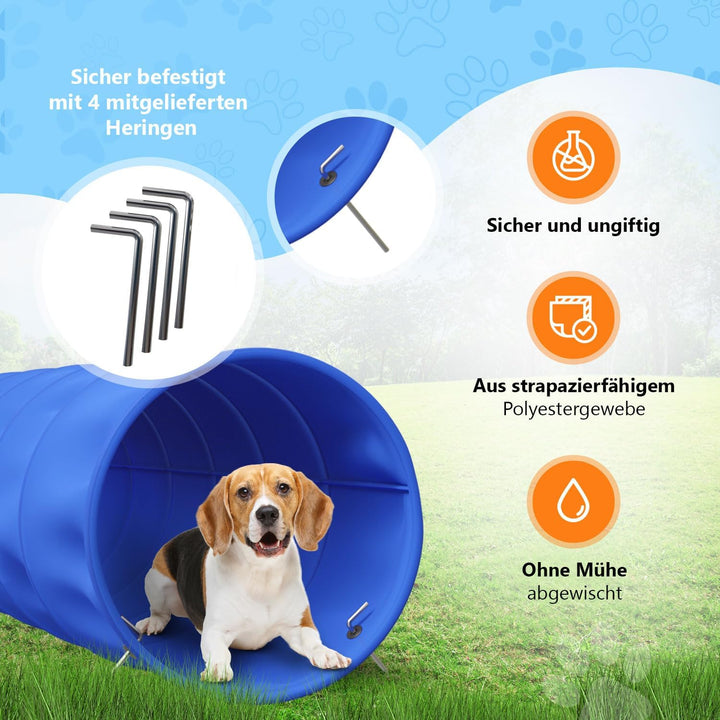 Agility Set Hunde Klein und Gross aus Tunnel für Hunde, Agility Stangen, Hürdenstange, Agility Ring