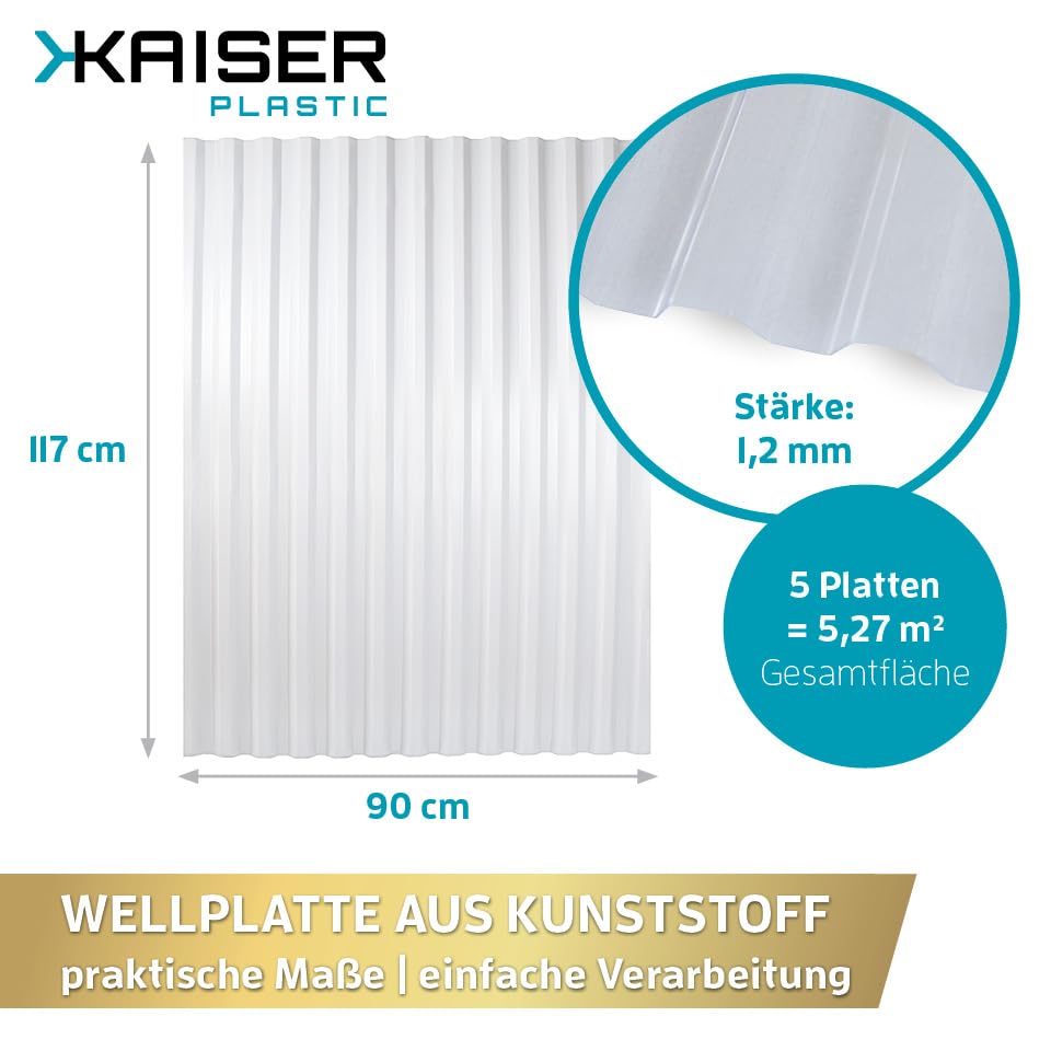 KAISER plastic® Wellplatte | Xtra Strong (PC) | glatt und klar | 76/18-1mm Stärke | 90 x 120 cm | St