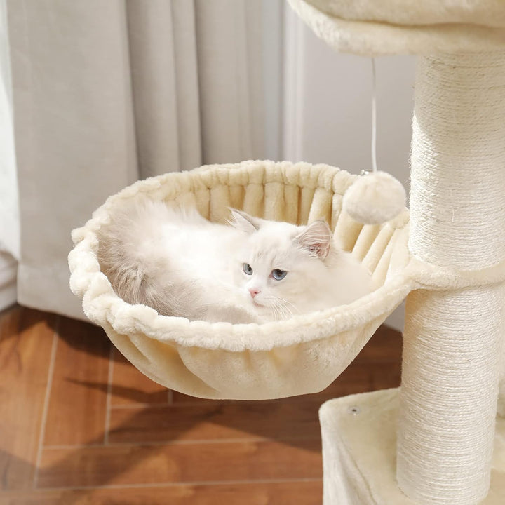 MSmask Kratzbaum gross XXL, Katzenbaum für Katzen stabil mit Sisalsäulen, 2 Aussichtsplattformen Bei