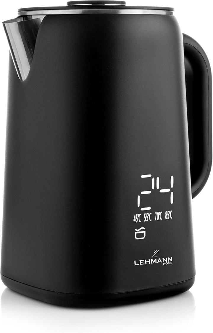 Lehmann Edelstahl Wasserkocher mit Temperaturhaltung, 1,7 Liter, Temperaturkontrolle 45-100℃, Edelst