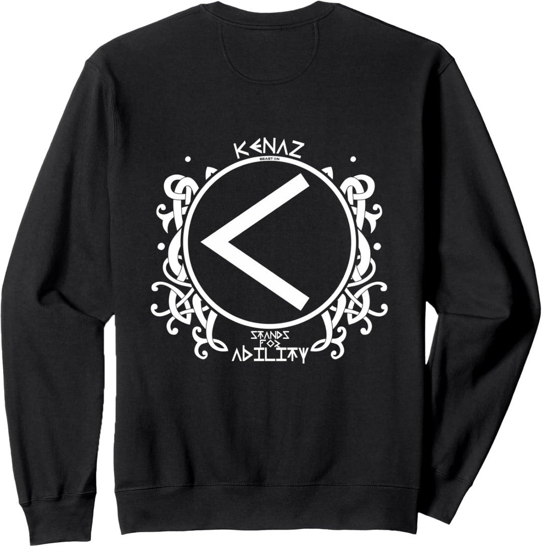 Wikinger Rune KENAZ Rücken Motiv Nordische Rune Fitness Gym Sweatshirt