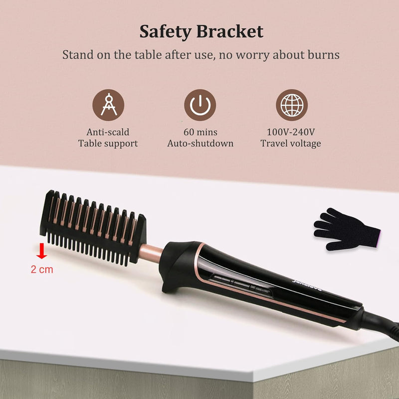 80°C-230°C Hot Comb for Afro hair/Lace wigs/Bart, janelove Keramik Glättkamm mit HD LCD Anzeige, Sch