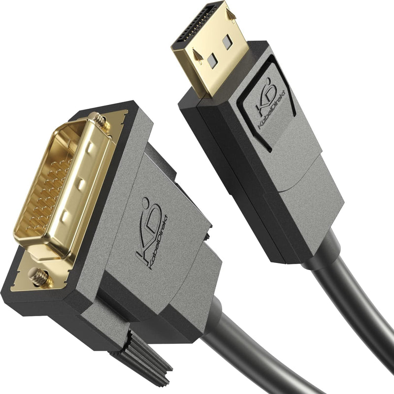 KabelDirekt – DisplayPort auf DVI Adapter Kabel – 2 m & HDMI DVI Adapter Kabel mit A.I.S. Schirmung