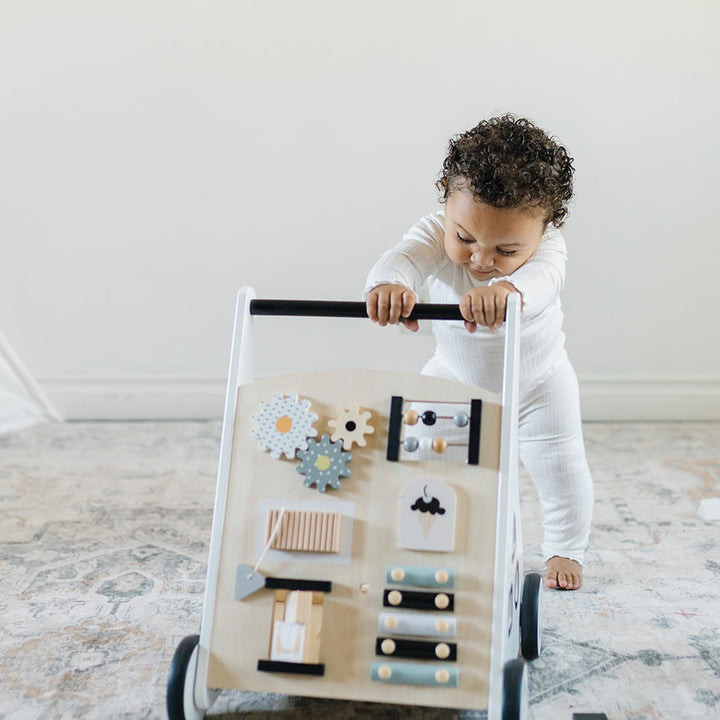 Asweets Baby Lauflernwagen aus Holz, Baby Walker und Activity Center, Multifunktion Montessori Spiel
