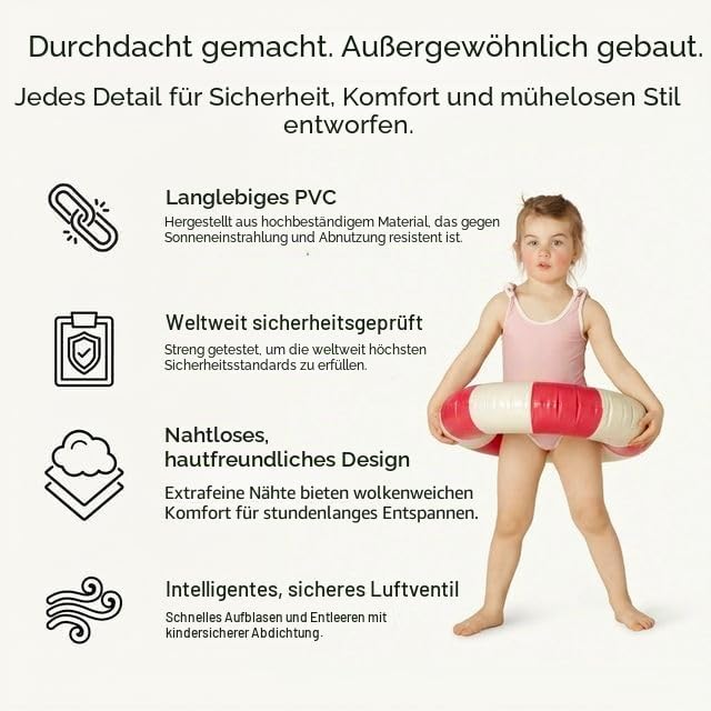 Petites Pommes Pool Inflatable Für Kinder – Robuster Schwimmreifen, Handbedrucktes Klassisches Strei