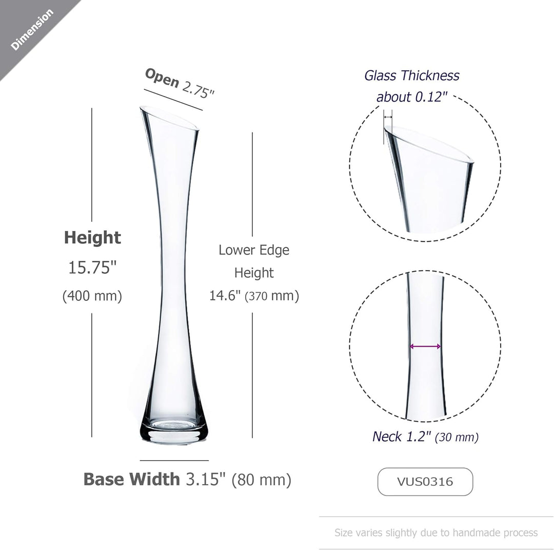 WGV Bud Vase, Höhe 40,6 x 36,8 cm, schräg Geschnittener offener Schnitt, 7,6 cm, klare Maria Glasvas