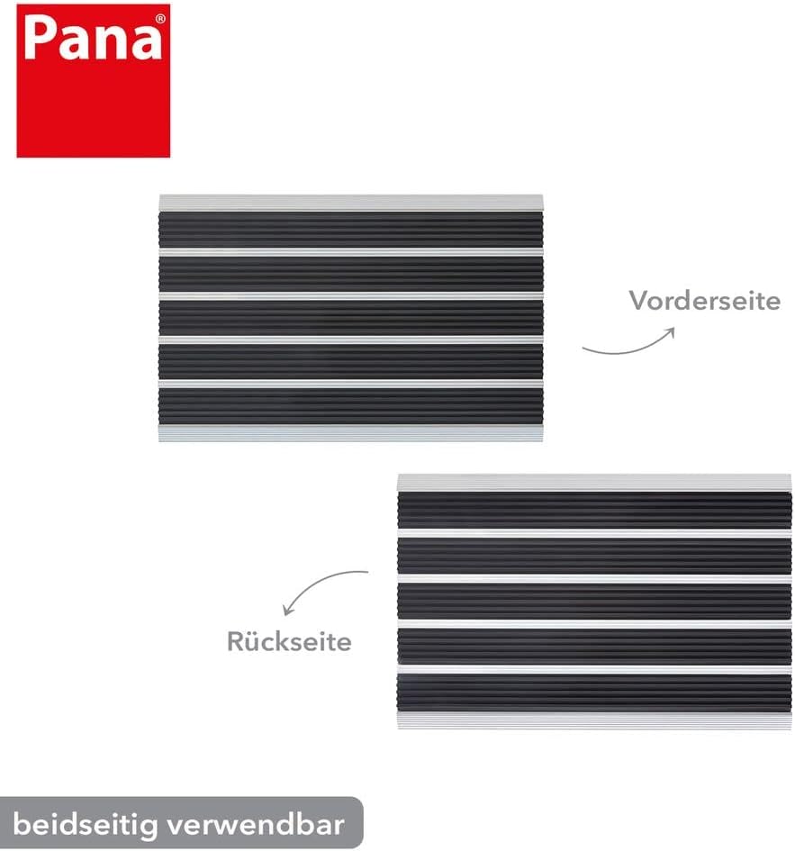 PANA Aluminium Türmatte (39x60cm) • Fussmatte Aussen • Schmutzfangmatte • Fussabtreter mit Nadelfilz