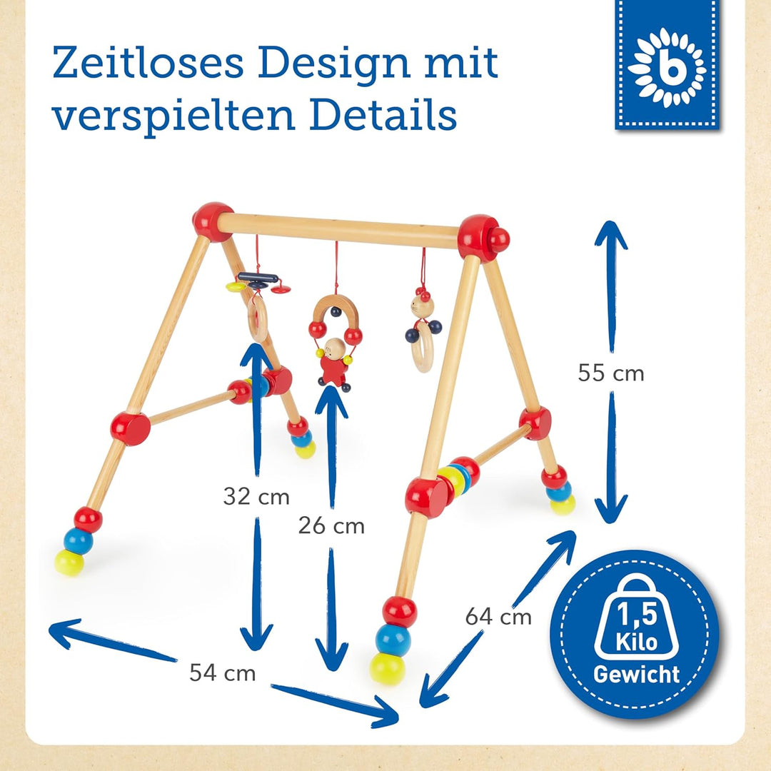 Bieco Spieltrapez | Spielbogen für Babys -Figuren, Rasseln, Kugeln- Höhenverstellbar | Spielebogen H