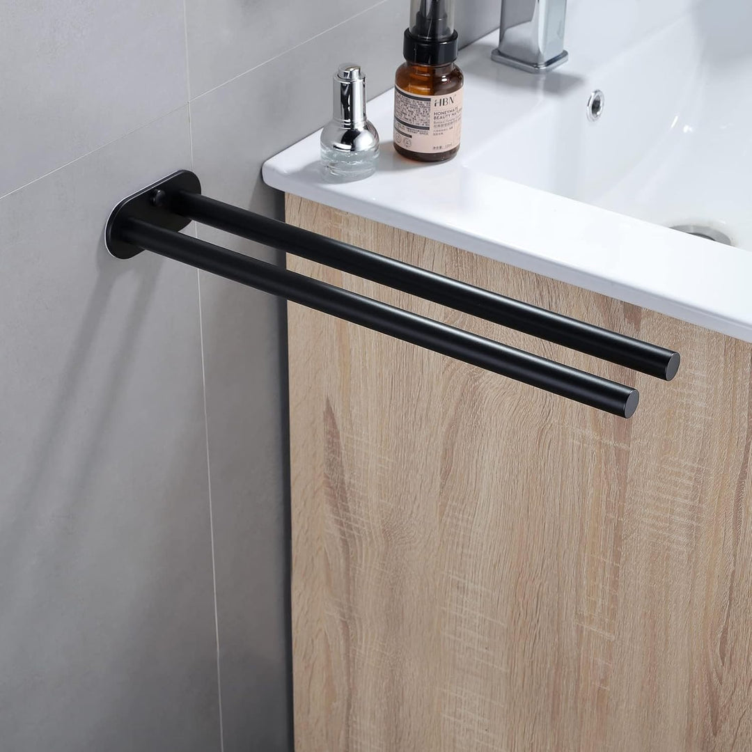 ZUNTO Handtuchhalter Zweiarmig Handtuchstange Bad Wandmontage Doppelt Edelstahl Gebürstet 40cm Schwa