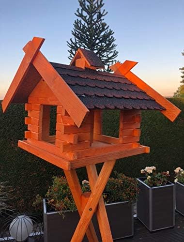 Rechteckiges Vogelhaus M - XL wetterfest aus Holz Vogel Futterstelle Haus mit und ohne Ständer (Grös
