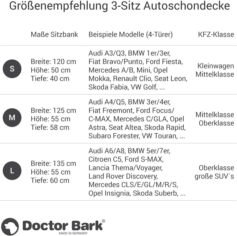 Doctor Bark Hunde 3-Sitz-Autoschondecke für die Rücksitzbank, All-Side Schutz mit Reissverschluss fü