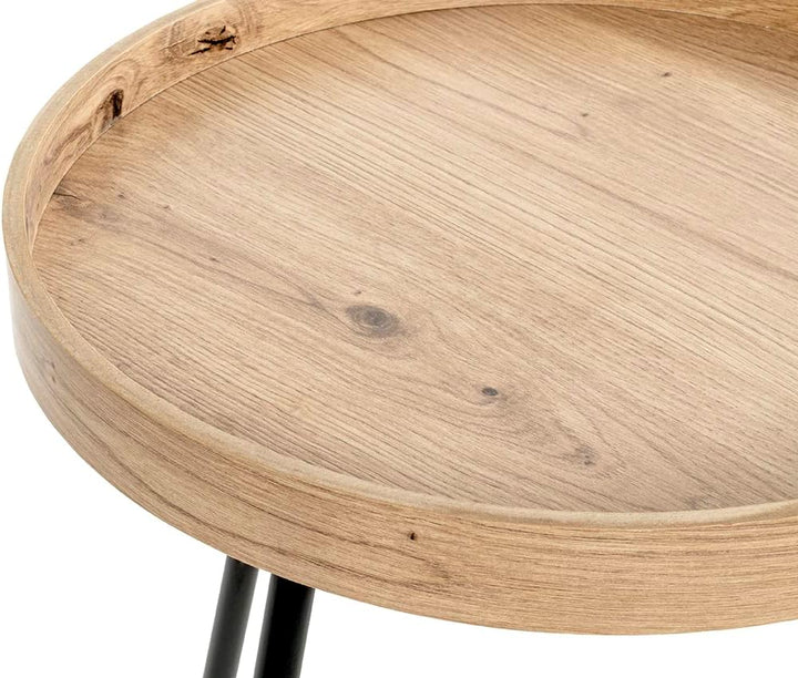 HAKU Möbel Beistelltisch, MDF, eiche, schwarz, Ø 40 x H 45 cm