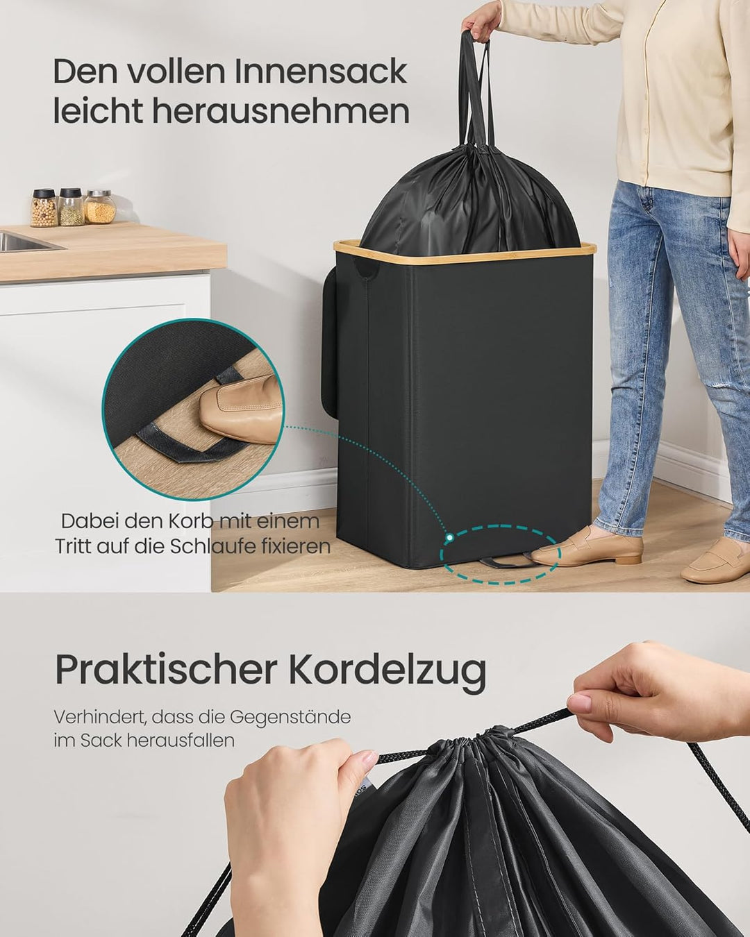 SONGMICS Pfandflaschen-Sammelbehälter, 135 L Pfandflaschen-Behälter, Flaschensammler Leergut, Recycl