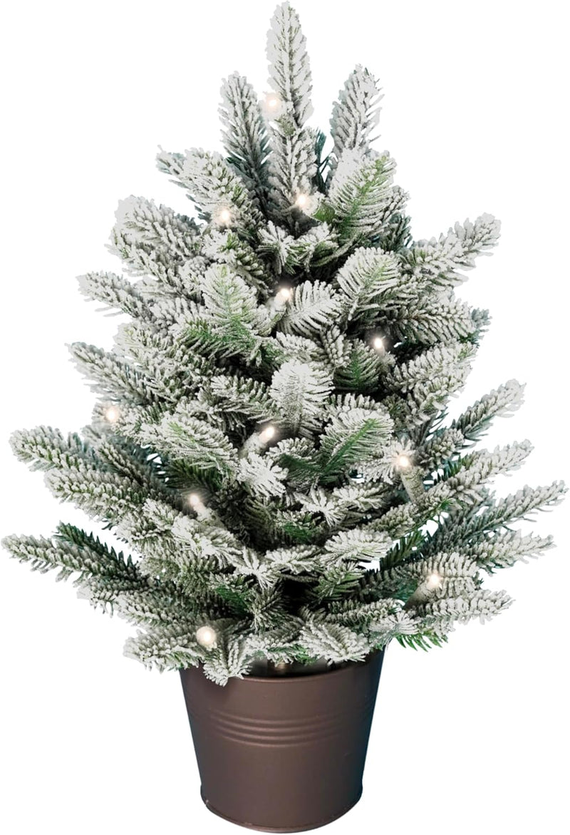 ArtiTree - Künstlicher Weihnachtsbaum 80cm im Topf mit LED & Schnee - Christmas Tree für Innen und A