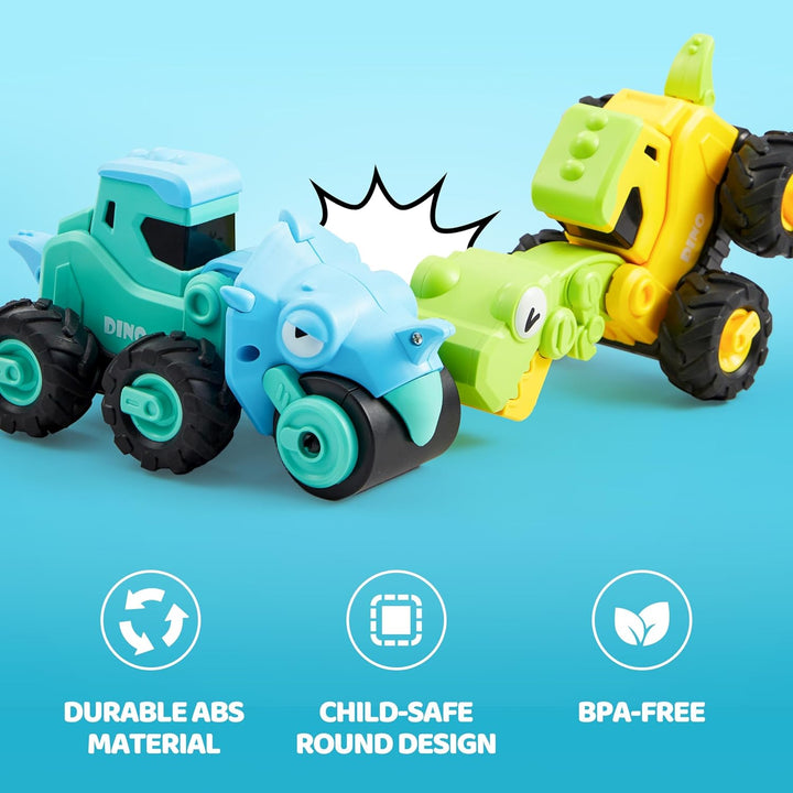 JOYIN 4 Stück Bagger Auto Spielzeug für 1 2 3 4 5 Jahren Kinder, Aufziehauto, Sandkasten Sandspielze