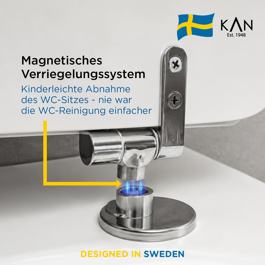 KAN Toilettendeckel mit Absenkautomatik - Lund - Ovale Klobrille aus Holz mit Universeller Passform