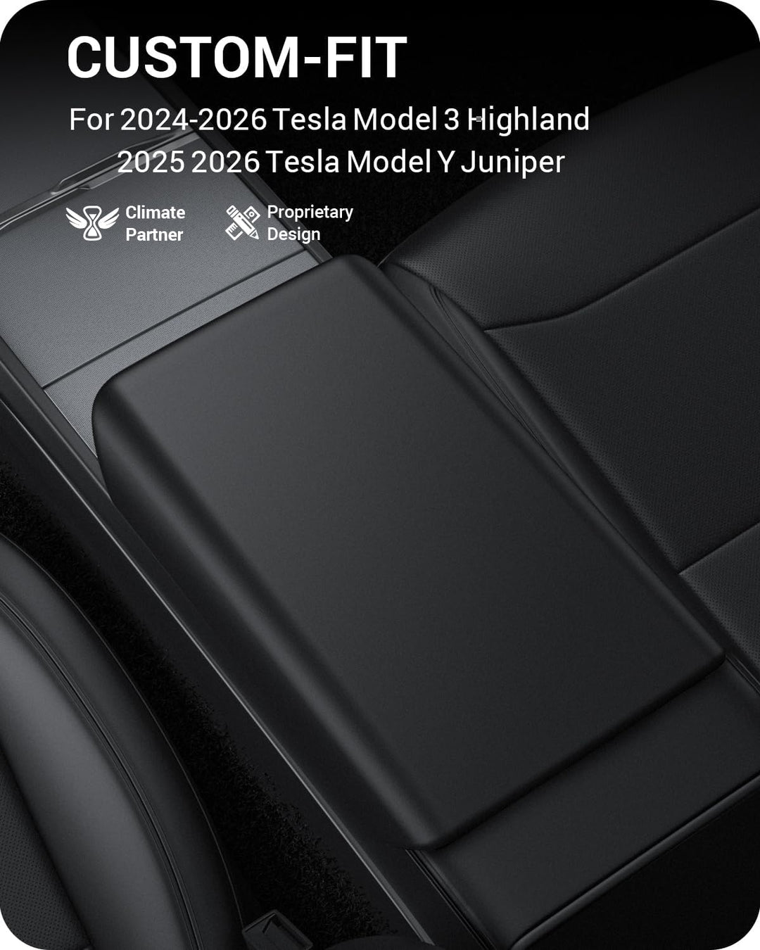 BASENOR Mittelkonsolenabdeckung für 2025 2026 Tesla Model Y Refresh (Juniper) 2024-2026 Tesla Model