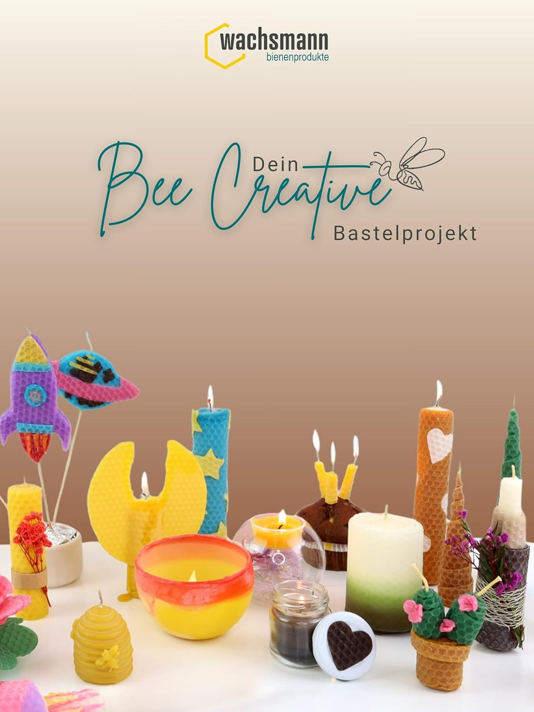 Wachsmann 20 Bienenwachsplatten aus Deutschland, buntes Set "Natur", Wachsplatten 20 x 15 cm, Bienen