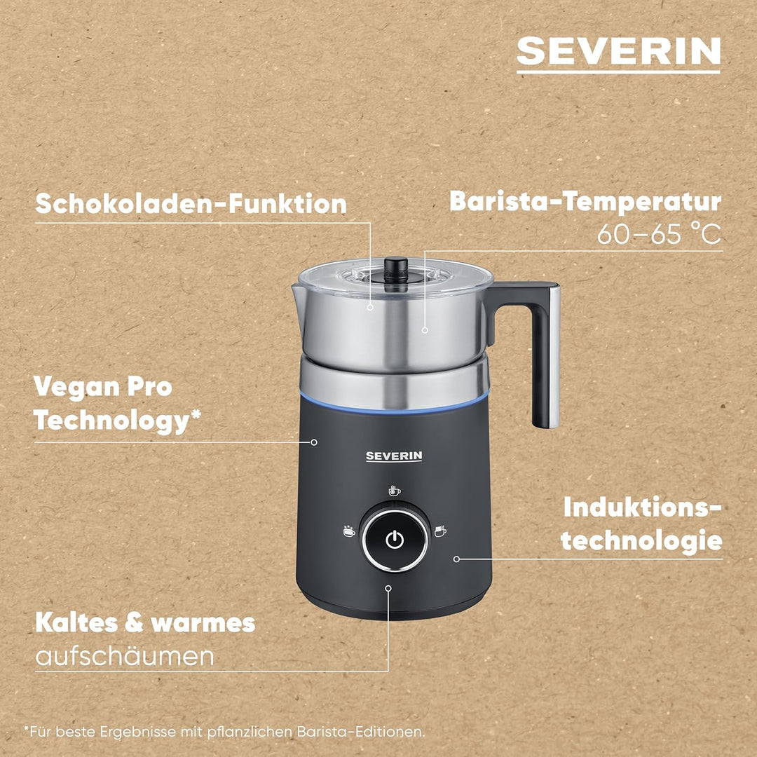 SEVERIN SPUMA 500 Induktions-Milchaufschäumer, elektrischer Milchaufschäumer ohne Anbrennen, spülmas