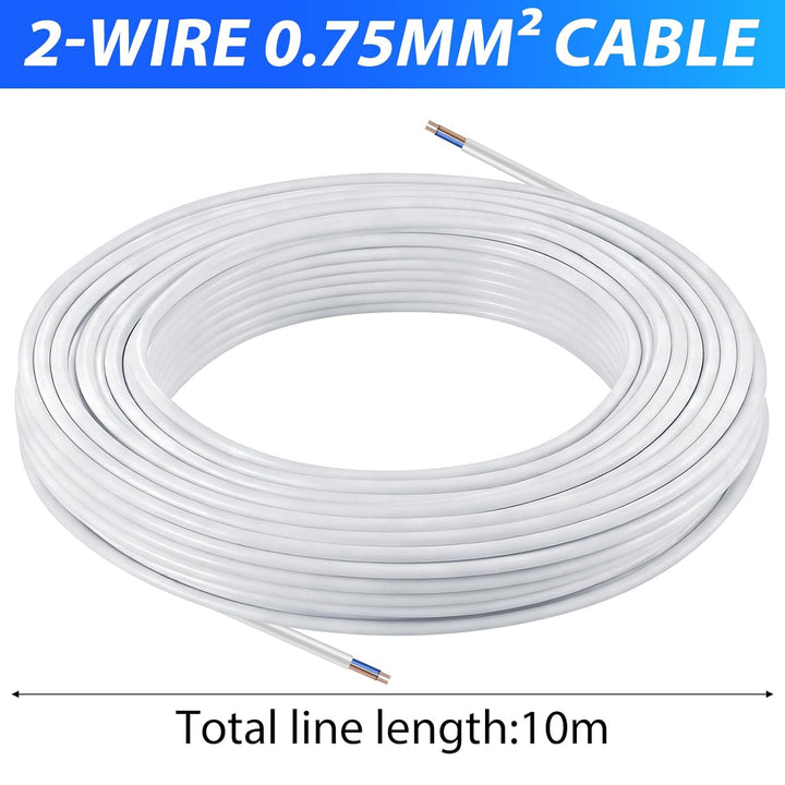 10 Meter 18AWG 2x0,75mm² Elektrischer Draht 2 Adriges Kabel 5V/12V/24V/300V Weiss Verzinntes Kupferk