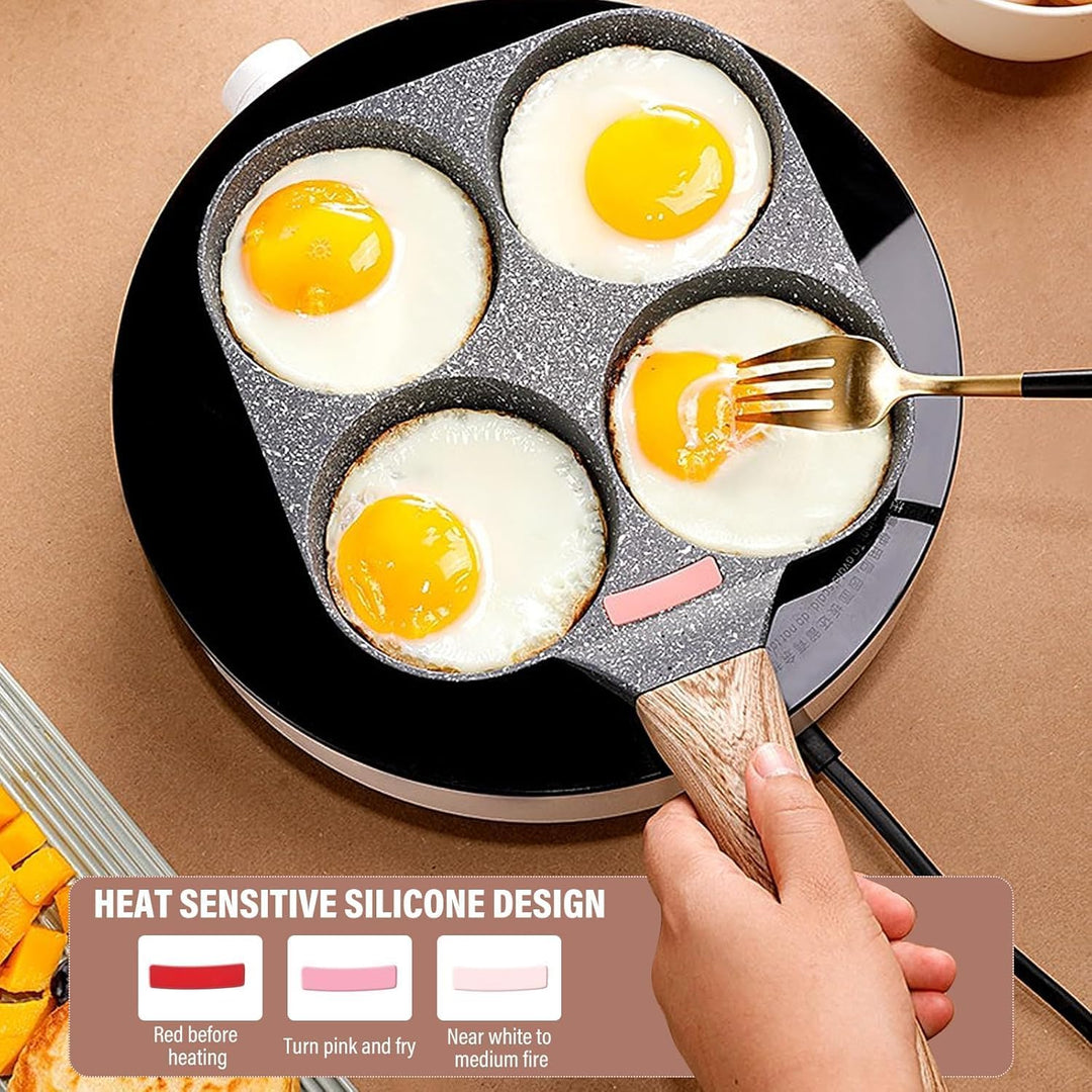 4 Intervalle Spiegeleipfanne, Aluminium Pancake Pfanne Antihaft Pfannkuchenpfanne Outdoor-Camping-Ei