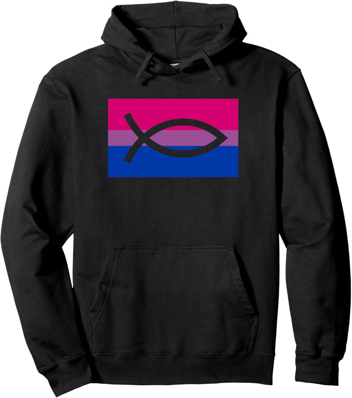Christian Ally Jesus Fish Gay Bisexual Pride Flag Church Pullover Hoodie