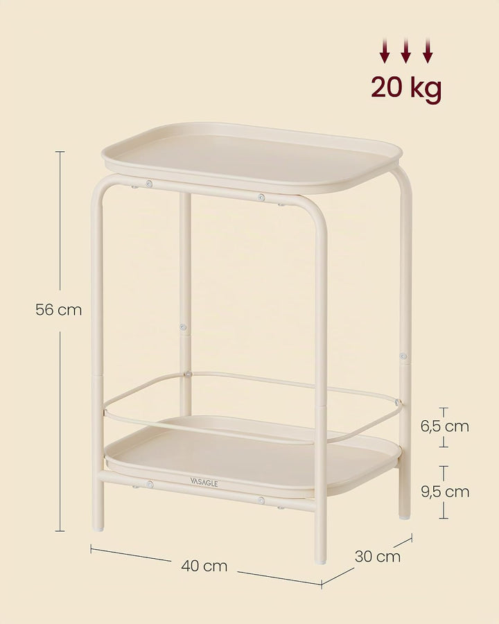 VASAGLE Beistelltisch mit 2 Ebenen, Nachttisch, Sofatisch klein, Couchtisch mit Ablage, modern, für