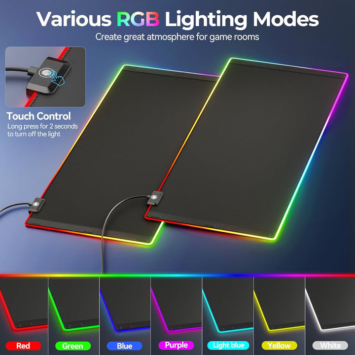 KDD Mauspad Gaming LED 15W Qi Kabelloser Ladung, Gaming Mousepad XXL mit Faltbar Handyhalter, Rutsch